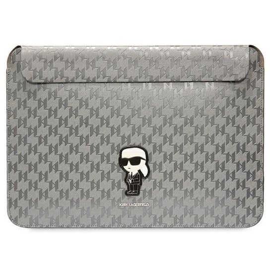 Karl Lagerfeld Sleeve etui wsuwka do MacBook Pro 14 2023/2022/2021 srebrny/silver Saffiano Monogram Ikonik Karl Lagerfeld