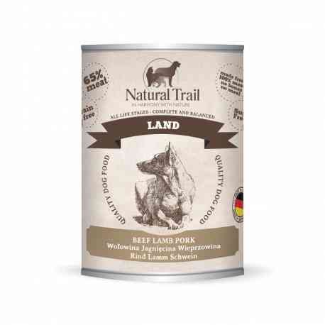 Karma bezzbożowa dla psa NATURAL TRAIL Land, wołowina, jagnięcina i wieprzowina, 800 g Natural Trail