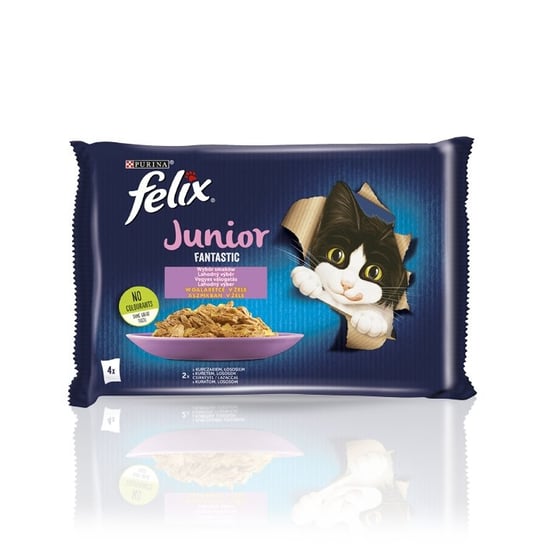 Karma dla kociąt FELIX Fantastic Junior Wybór smaków w galaretce, 4x 85 g. Nestle
