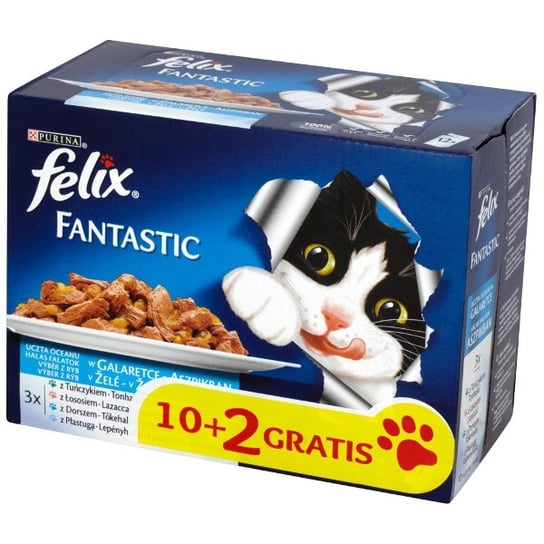 Karma dla kota FELIX Fantastic, uczta oceanu w galaretce, 12x100 g . Nestle