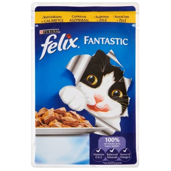 Karma dla kota FELIX Fantastic z kurczakiem w galaretce, 100 g. Nestle