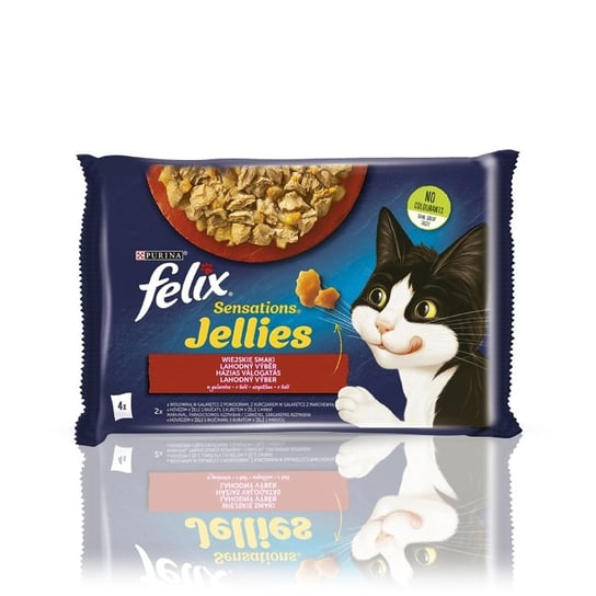 Karma dla kota FELIX Sensations, wołowina, kurczak w smakowitej galaretce, 4x85 g Nestle