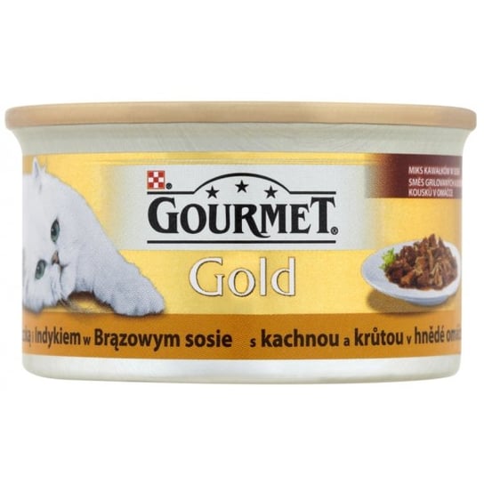 Karma dla kota Gourmet gold kaczka i Indyk w brązowym sosie, 85 g Nestle