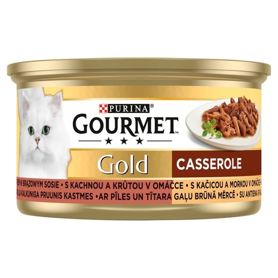 Karma dla kota Gourmet gold kaczka i Indyk w brązowym sosie, 85 g Nestle