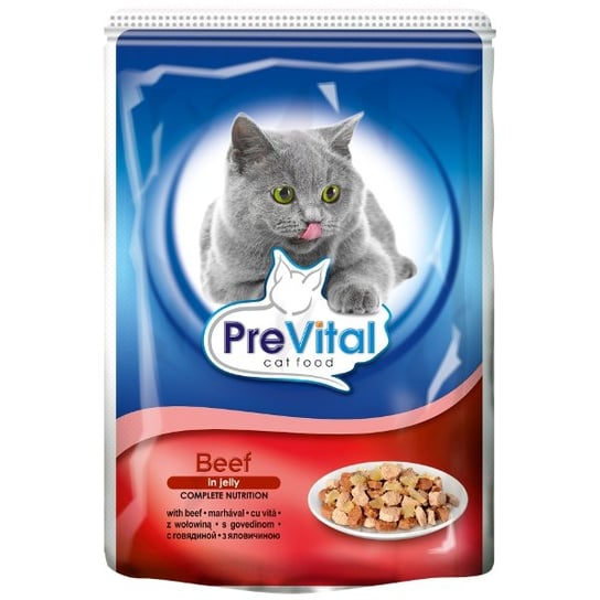 Karma dla kota PREVITAL Wołowina w galaretce, saszetka, 100 g. Partner in Pet Food