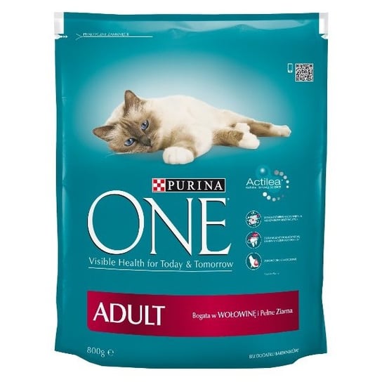 Karma dla kota PURINA One Adult, bogata w wołowinę i pełne ziarno, 800 g. Nestle
