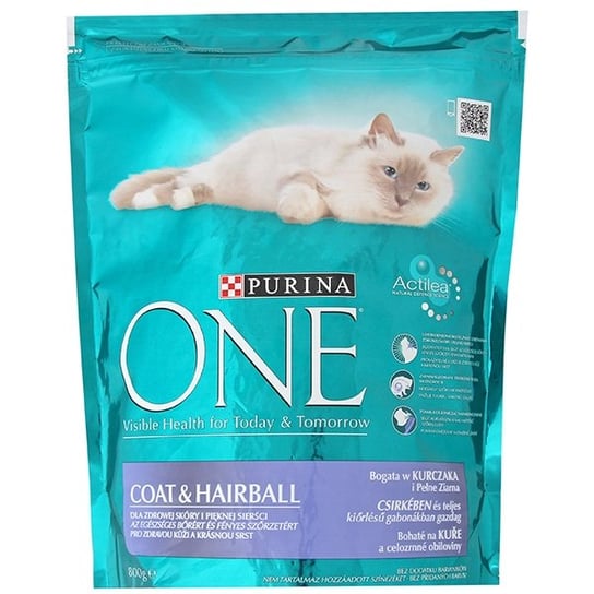 Karma dla kota PURINA One Coat&Hairball, bogata w kurczaka i pełne ziarna, 800 g. Nestle