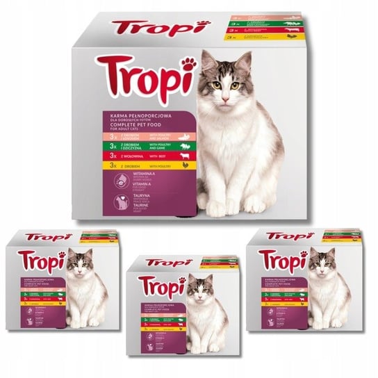 Karma dla kota Tropi mix smaków 100 g (12 sztuk) x 4 opakowana Partner in Pet Food