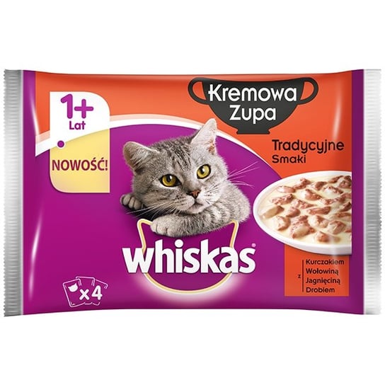 Karma dla kota WHISKAS Kremowa zupa tradycyjne smaki, 4x85 g. Mars