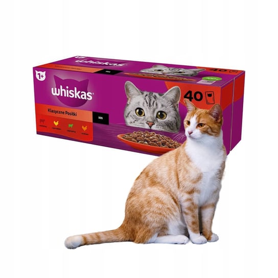 Karma dla kota Whiskas W Sosie mokra 40 Saszetek (3,4Kg) Whiskas