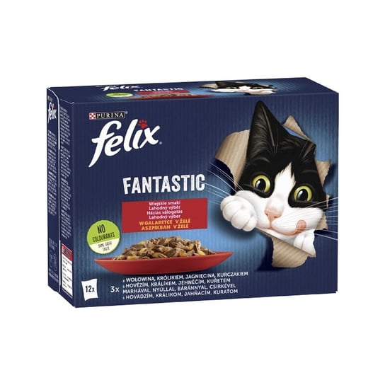 Karma dla kota, wybór mięs w galaretce Fantastic Felix, 12x85 g Nestle