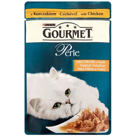 Karma dla kotów GOURMET Perle Mini fileciki, kurczak w sosie, 85 g. Nestle