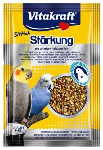 Karma dla papug falistych z biotyną na pierzenie VITAKRAFT Sittich Starkung, 30 g. Vitakraft