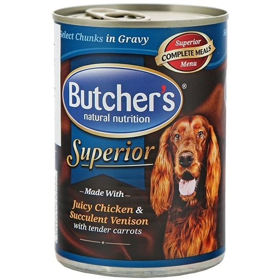 Karma dla psa BUTCHERS Superior, kurczak, jeleń, marchewka w sosie, 400 g Butchers