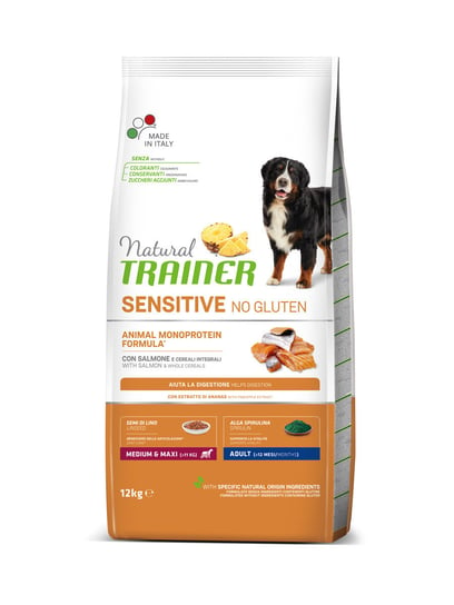 Karma dla psów dorosłych ras średnich i dużych TRAINER Sensitive No Gluten Medium&amp;Maxi Adult Łosoś 12 kg + przysmaki Comfy TRAINER