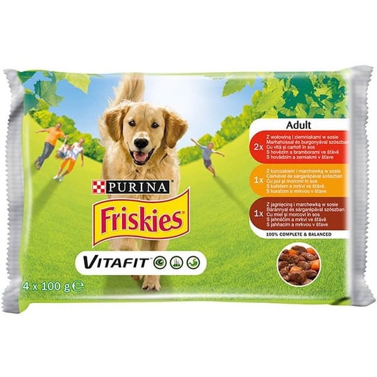 Karma dla psów FRISKIES Vitafit, mix smaków, 4x100 g. Purina
