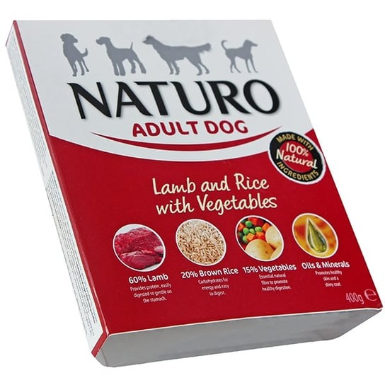 Karma dla psów NATURO, jagnięcina z ryżem i warzywami, 400 g. Naturo Pet Foods