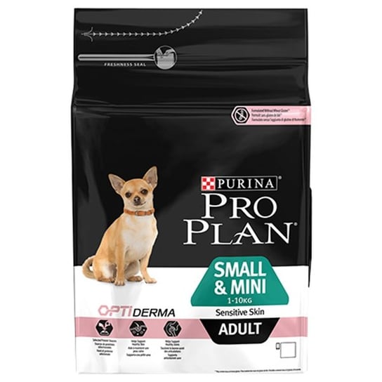 Karma dla psów ras małych PRO PLAN OptiDerma Adult Small & Mini, łosoś i ryż, 3 kg. Nestle