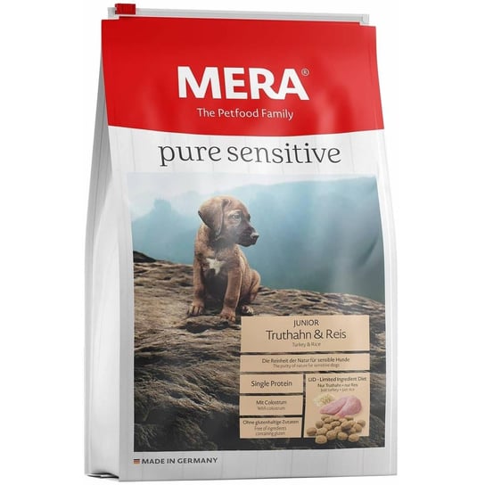Karma dla szczeniaka MERA Pure Sensitive Junior, Indyk i ryż, 12,5 kg Mera