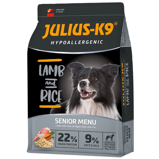 Karma Julius-K9 hipoalergiczna jagnięcina ryż 3 kg karma dla psa seniora Julius-K9