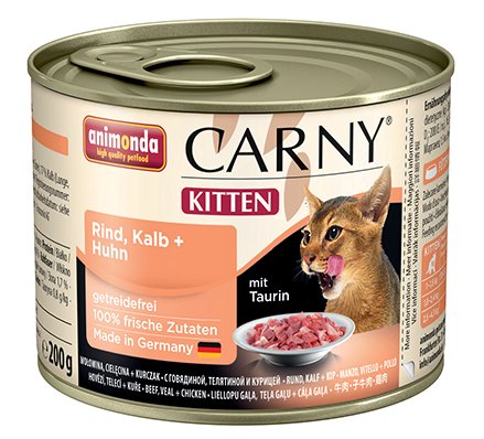 Karma mokra dla kociąt ANIMODA Carny Kitten, wołowina z cielęciną i kurczakiem, 200 g Animonda