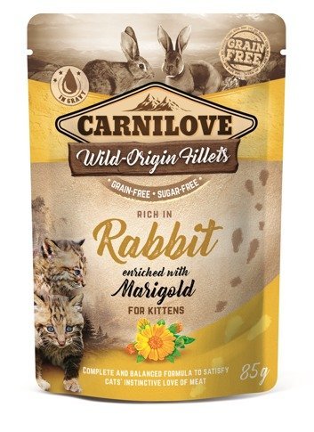 Karma mokra dla kociąt CARNILOVE Cat Pouch Rabbit&Marigold, 85 g Carnilove