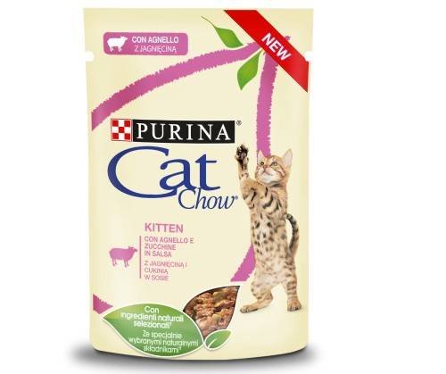Karma mokra dla kociąt PURINA CAT CHOW Kitten, jagnięcina i cukinia w sosie, 85 g Purina Cat Chow