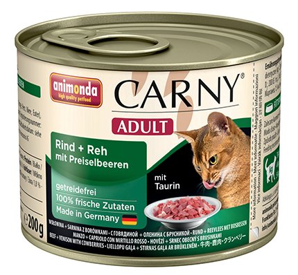 Karma mokra dla kota ANIMODA Carny Adult, wołowina i sarna z borówkami, 200 g Animonda