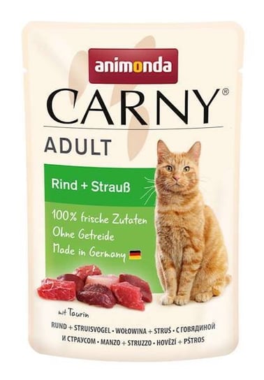 Karma mokra dla kota ANIMOND Carny Adult, wołowina i struś, 85 g Animonda
