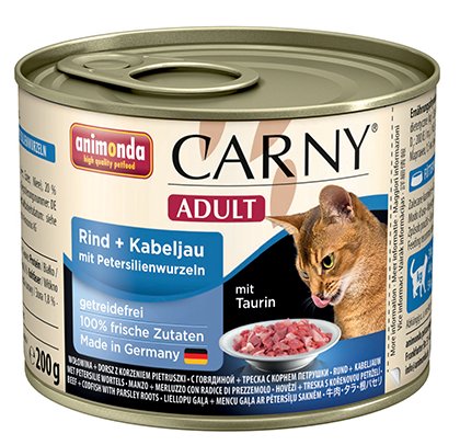 Karma mokra dla kota Animonda Carny Adult, Wołowina i dorsz z pietruszką, 200 g Animonda