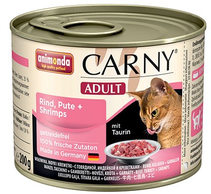 Karma mokra dla kota Animonda Carny Adult, Wołowina z indykiem i krewetkami, 200 g Animonda
