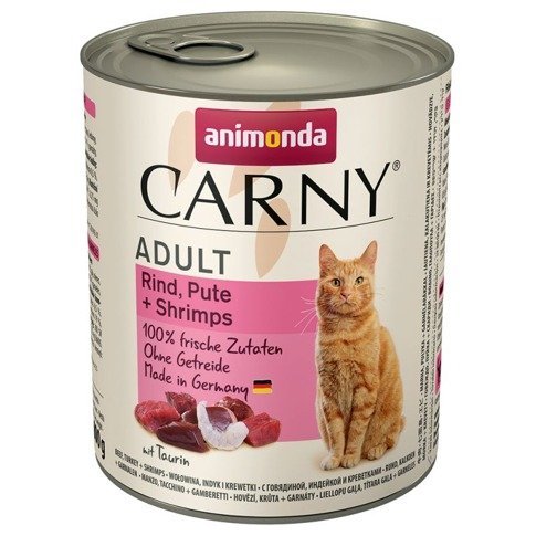 Karma mokra dla kota Animonda Carny Adult, Wołowina z indykiem i krewetkami, 800 g Animonda