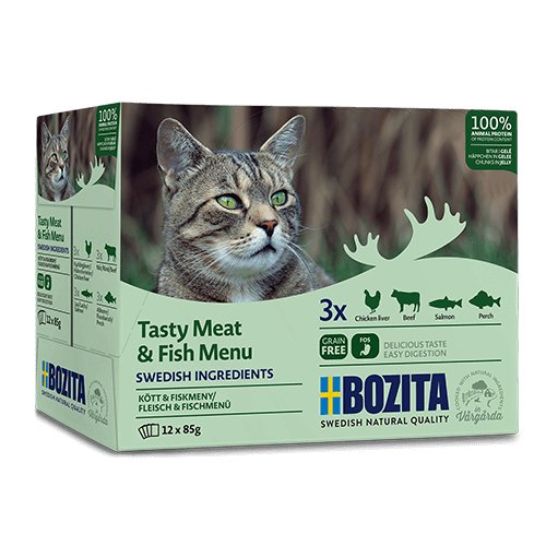 Karma mokra dla kota BOZITA Cat Multibox, mięsne i rybne kawałki w galaretce, 12x85 g Bozita