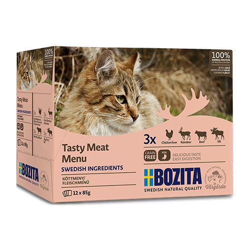 Karma mokra dla kota BOZITA Cat Multibox, mięsne kawałki w galaretce, 12x85 g Bozita
