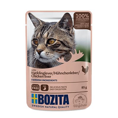 Karma mokra dla kota Bozita, kawałki w galaretce z wątróbką z kurczaka, 85 g Bozita