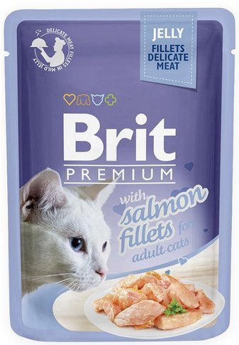 Karma mokra dla kota Brit Premium Cat Fillets in Jelly Salmon, łosoś, 85 g Brit