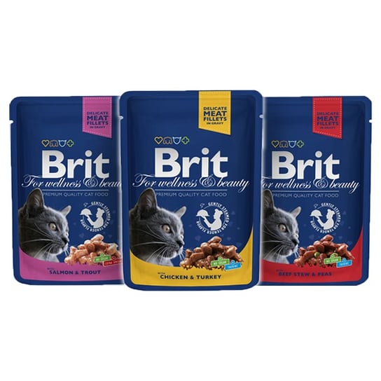 Karma mokra dla kota BRIT Premium Cat, mix smaków, 26x100 g Brit