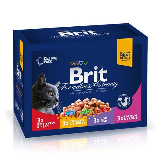 Karma mokra dla kota BRIT Premium Plate Family, 12x100 g Brit
