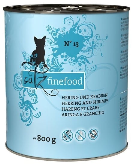 Karma mokra dla kota CATZ FINEFOOD N.13, śledź i kraby, 800 g Catz Finefood