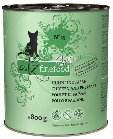 Karma mokra dla kota CATZ FINEFOOD N.15, kurczak i bażant, 800 g Catz Finefood