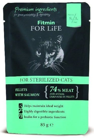 Karma mokra dla kota FITMIN Cat For Life Adult Sterilised Salmon, 85 g FITMIN