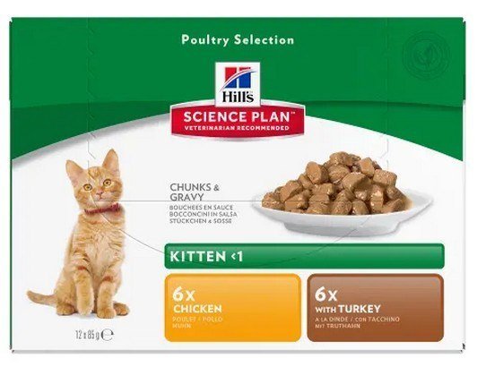 Karma mokra dla kota HILL'S SCIENCE PLAN Feline Kitten Multipak Chicken + Turkey Healthy Development, 12x85 g Hill's Science Plan