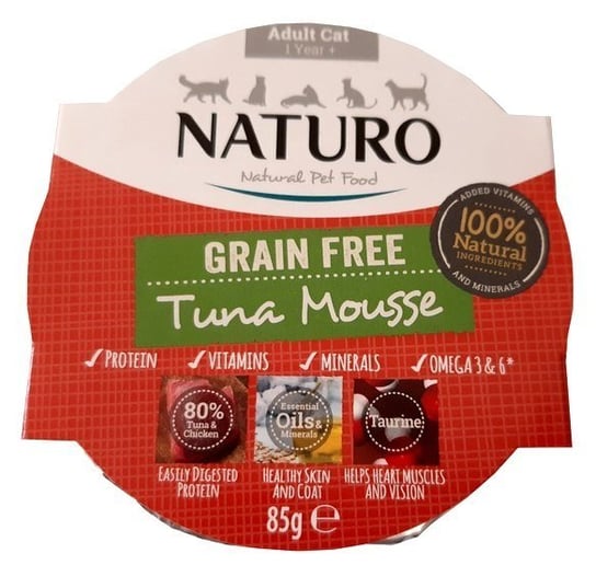 Karma mokra dla kota NATURO Adult Grain Free, tuńczyk, 85 g Naturo