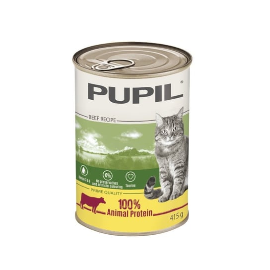 Karma mokra dla kota PUPIL Foods Prime Quality, bogata w wołowinę z wątróbką, 415 g PUPIL Foods