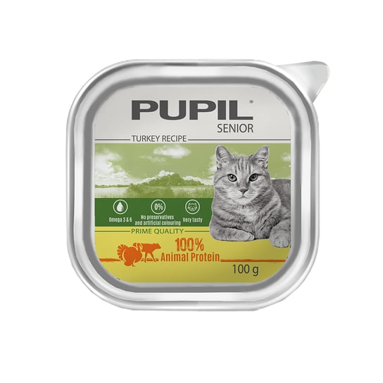 Karma mokra dla kota Pupil Prime Quality Senior Bogata W Indyka Z Cielęciną 100 G PUPIL Foods