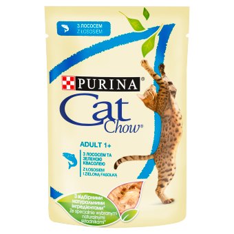 Karma mokra dla kota PURINA CAT CHOW, łosoś i zielona fasolka w galaretce, 85 g Purina Cat Chow