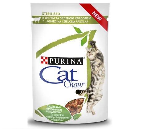 Karma mokra dla kota PURINA CAT CHOW Sterilised, jagnięcina i zielona fasolka w sosie, 85 g Purina Cat Chow