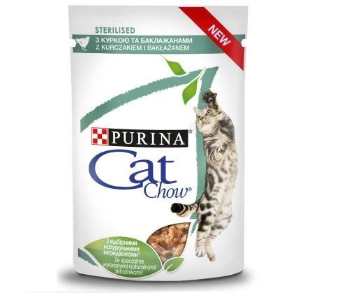 Karma mokra dla kota PURINA CAT CHOW Sterilised, kurczak i bakłażan w sosie, 85 g Purina Cat Chow