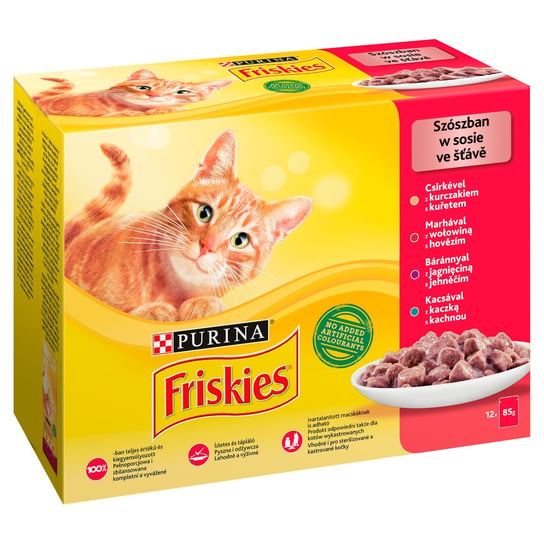 Karma mokra dla kota PURINA Friskies Multipack, mięso w sosie dla kota, 12x85 g Purina