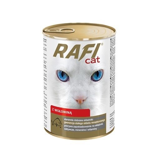 Karma mokra dla kota Rafi Kot, kawałki z wołowiną w sosie, 415 g Rafi
